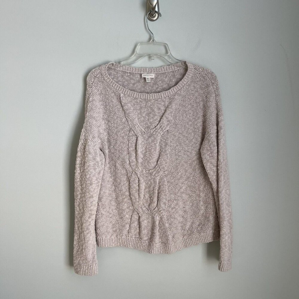 Garnet Hill Oatmeal Beige Chunky Knit Organic Cotton Sweater
